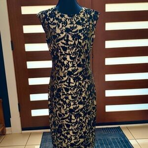 Vince Camuto Black and Gold Midi Dress